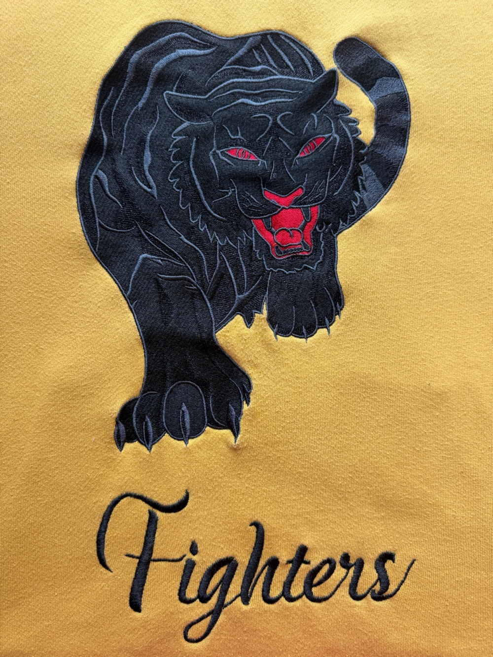 AMIRI Yellow "Fighters" Black Tiger Embroidered Hoodie - Size Small